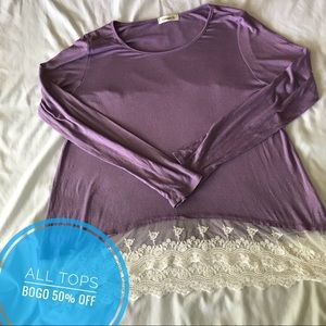 Ginger G Lavender Long Sleeve w/ Lace Trim Purple